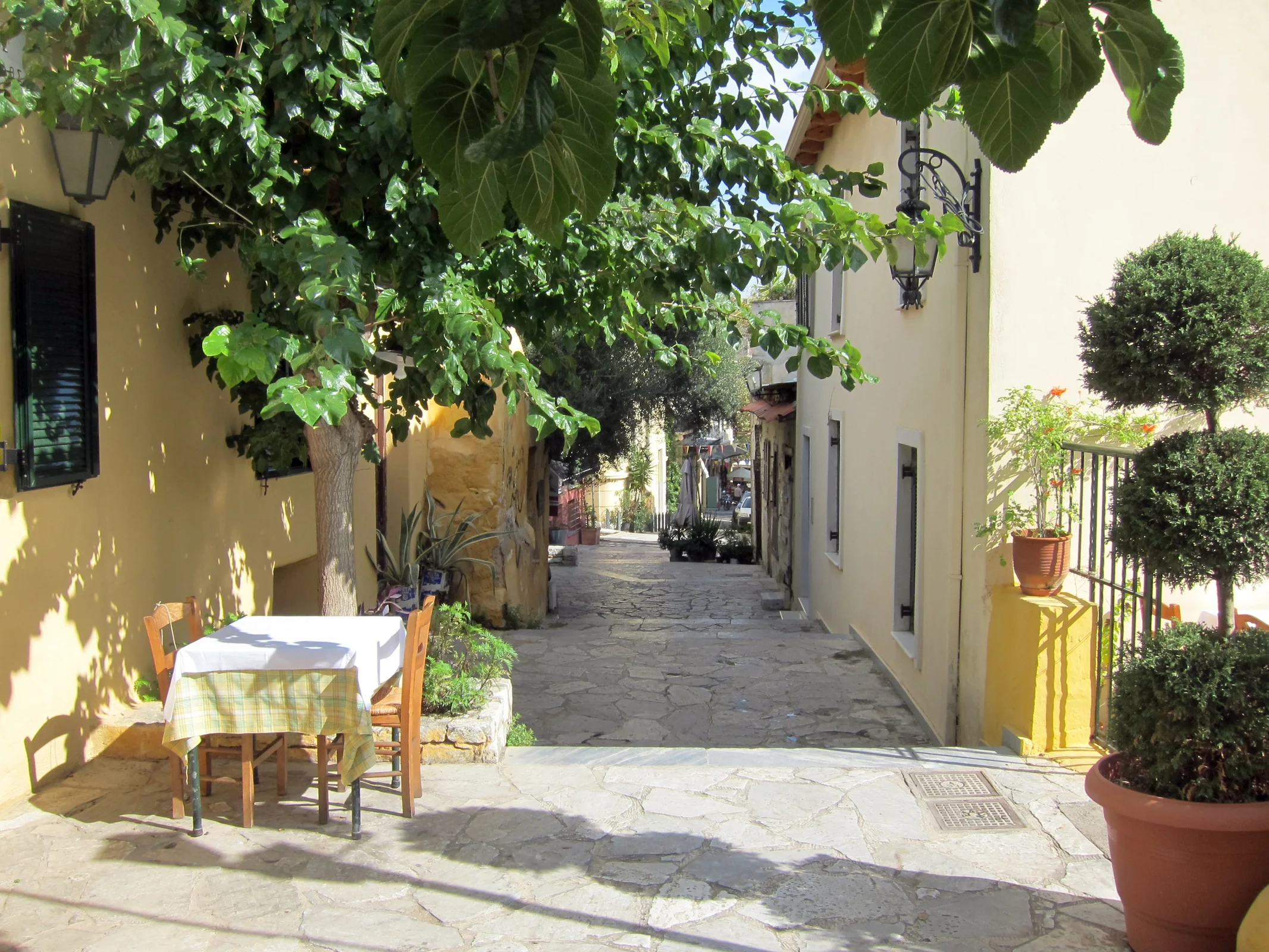A taverna on Thespidos street in Plaka, Athens.